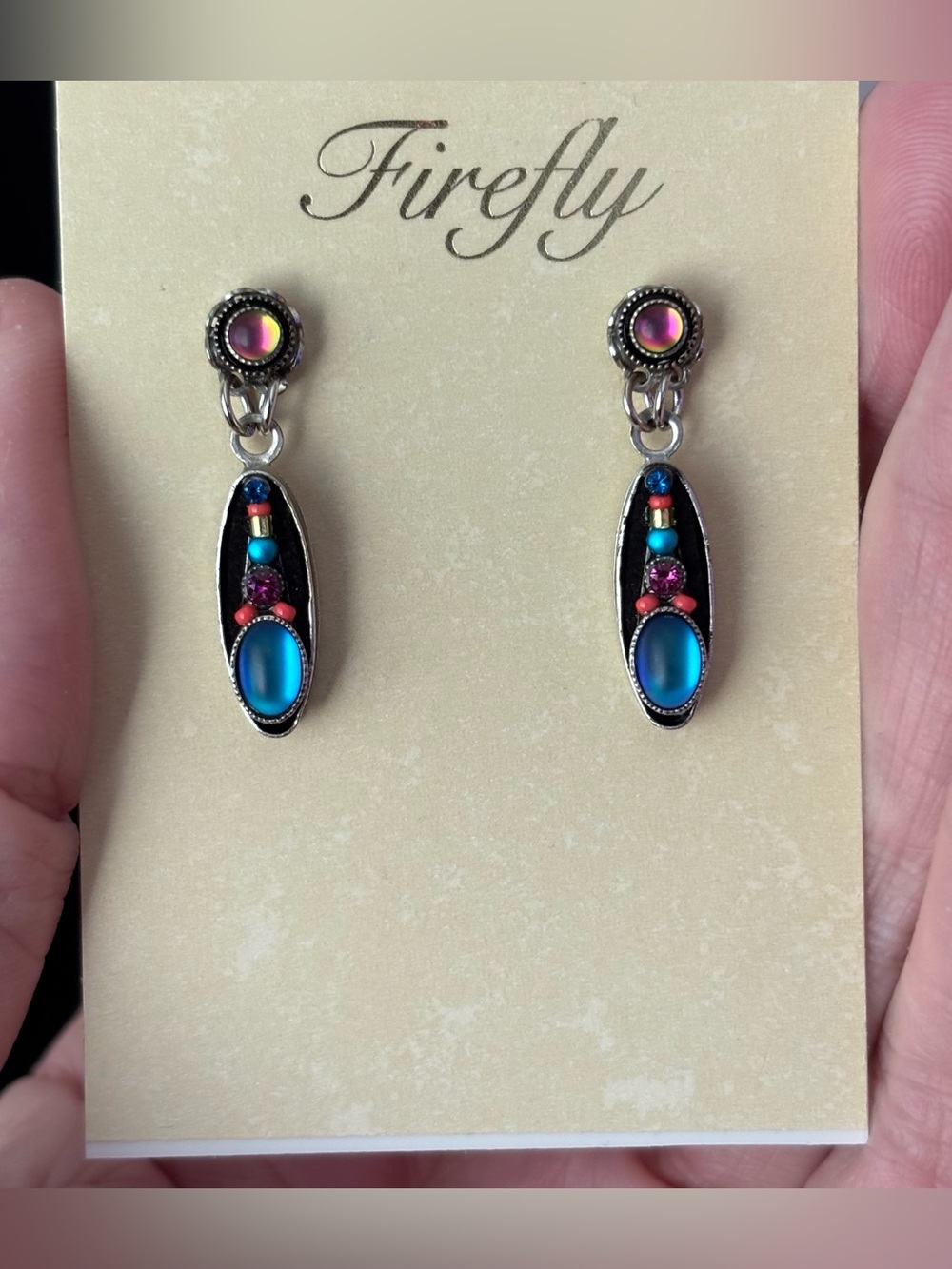Mosaic Multicolor Drop Earrings by Firefly Jewley